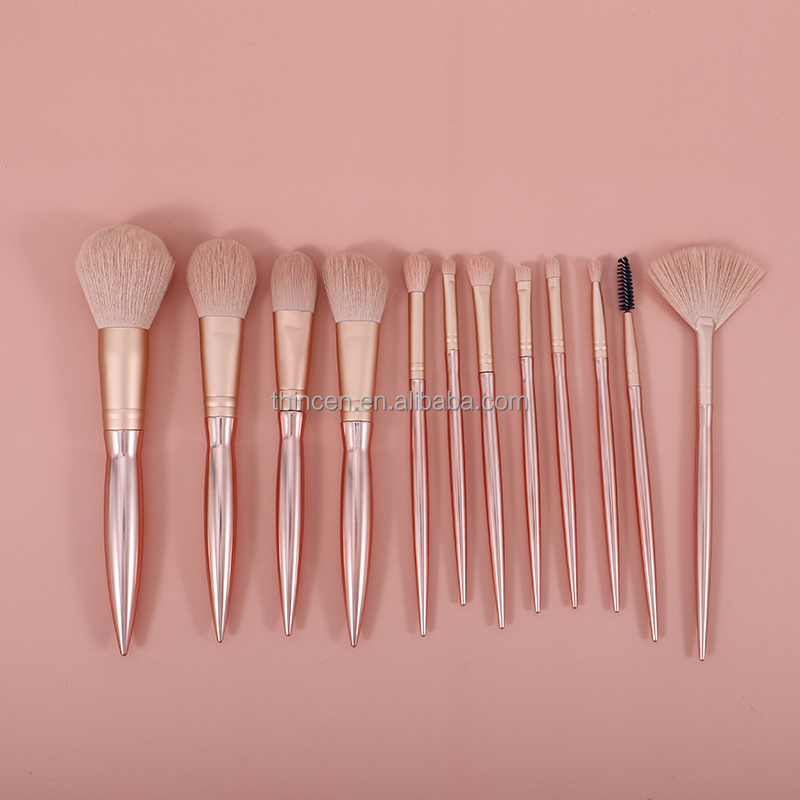 12 Pieces Rose Gold Wholesale Private Label Makeup Brush Set 15
