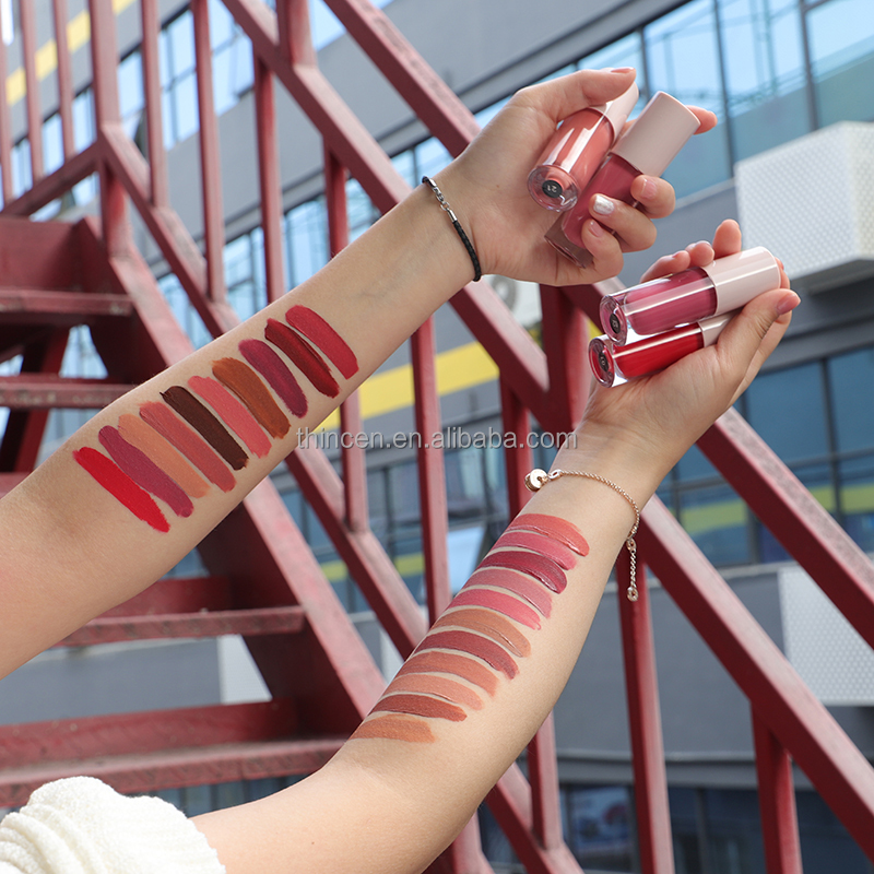 Nude Matte Liquid Lipstick Custom Private Logo Brown Lipstick Matte Waterproof 12