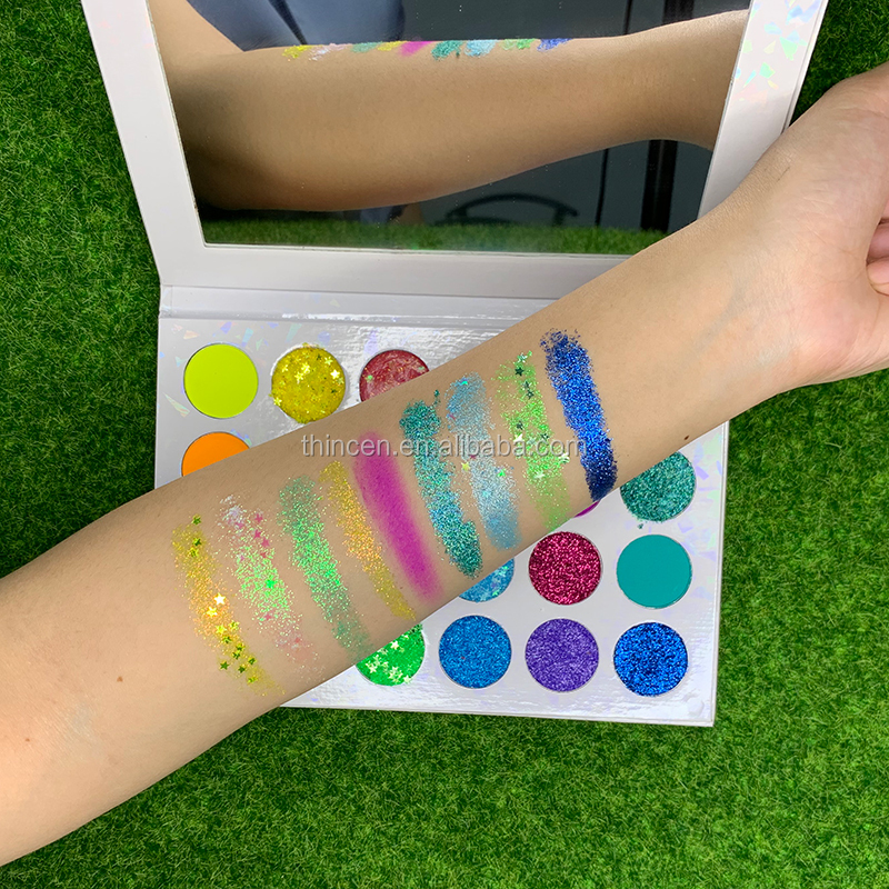 Private Label Yellow Gold Glitter Low MOQ Palette Professional Make Up Eyeshadow 20