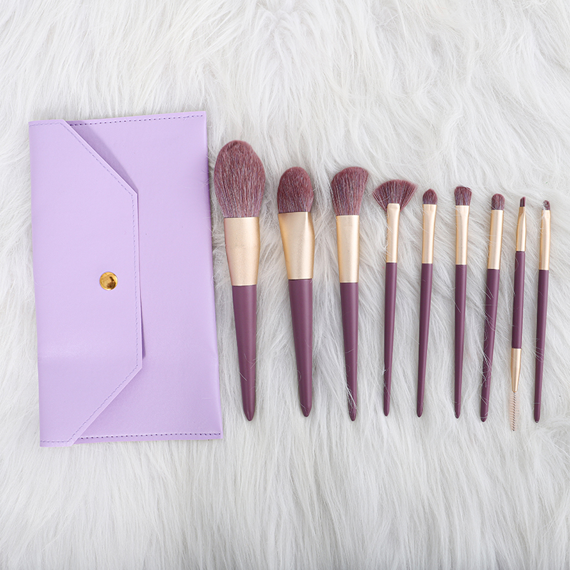 V-9-2 Wholesale Makeup Brush Private Label 9pcs Face Eye Soft Dense Synthetic Hair Makeup Brushes Set 14