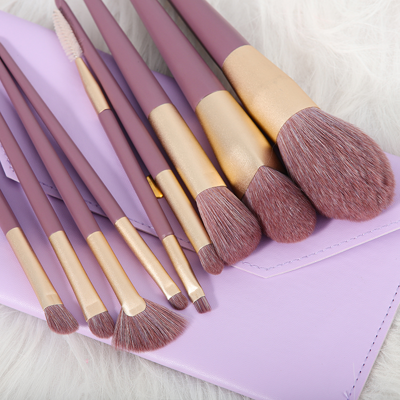 V-9-2 Wholesale Makeup Brush Private Label 9pcs Face Eye Soft Dense Synthetic Hair Makeup Brushes Set 24