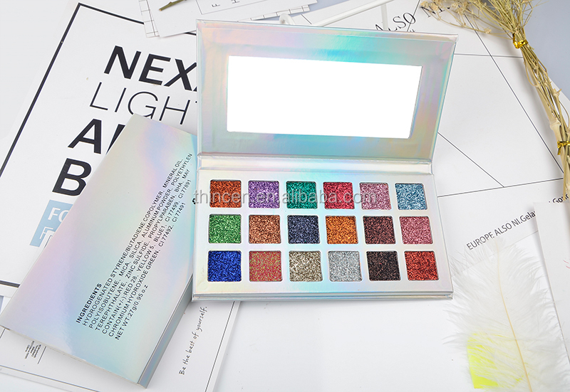 Thincen - Імпортована оптова косметична палітра тіней для повік для макіяжу, блискучі тіні для повік, власна торгова марка 14