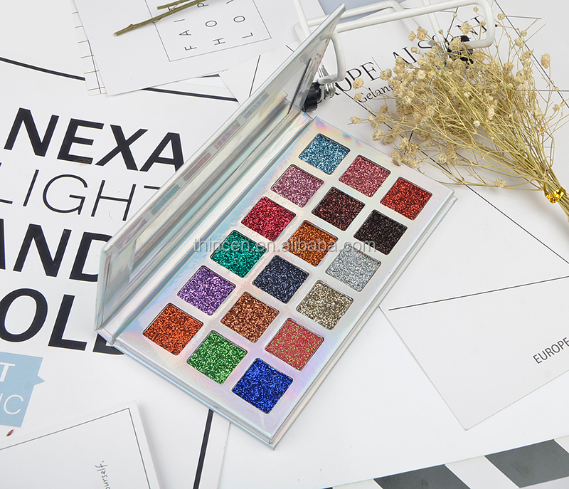 Thincen - Імпортована оптова косметична палітра тіней для повік для макіяжу, блискучі тіні для повік, власна торгова марка 18