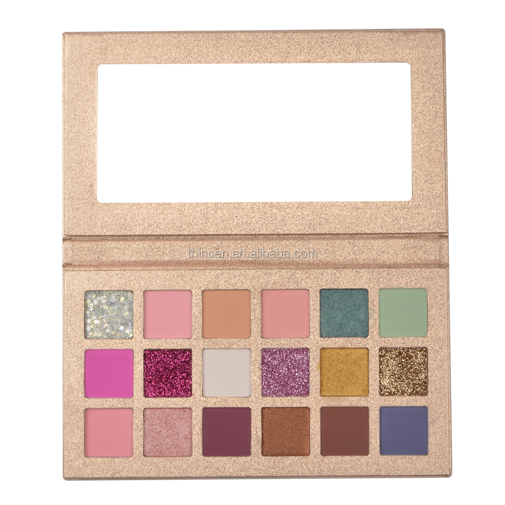 Thincen - 18 Colors Rose Gold Eyeshadow Palette Glitter Makeup Packaging Eyeshadow Palette Eyeshadow platte 16