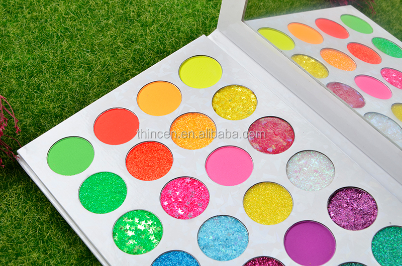 Hot Sale 24 Color Print Logo Glitter Eye Pigment Powder Eyeshadow Pallettes 14