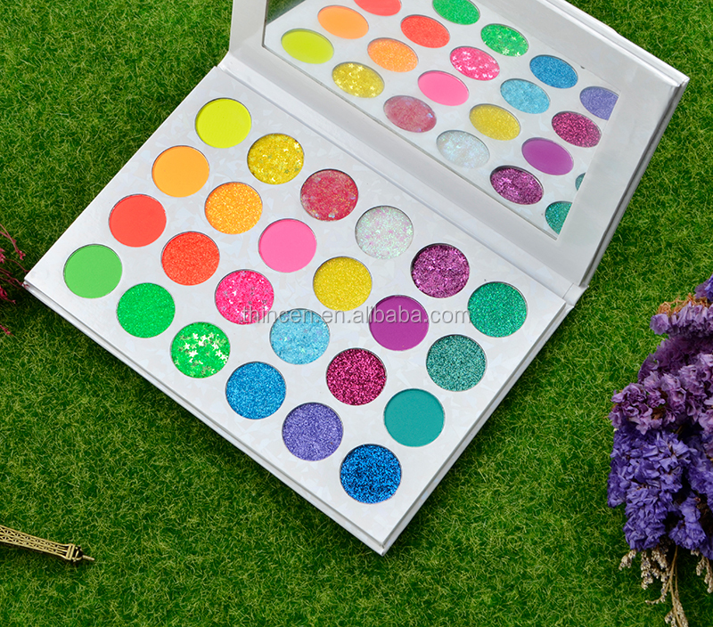 Hot Sale 24 Color Print Logo Glitter Eye Pigment Powder Eyeshadow Pallettes 12