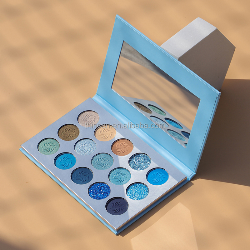 Яскраво-сині пігментовані натуральні тіні для повік, палітра тіней на замовлення 12