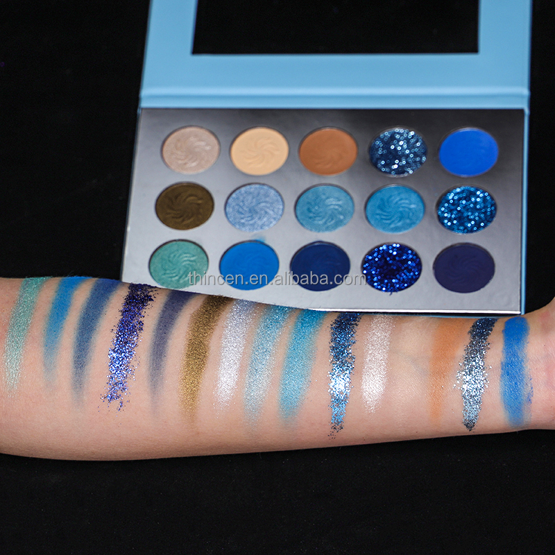 Яскраво-сині пігментовані натуральні тіні для повік, палітра тіней на замовлення 10