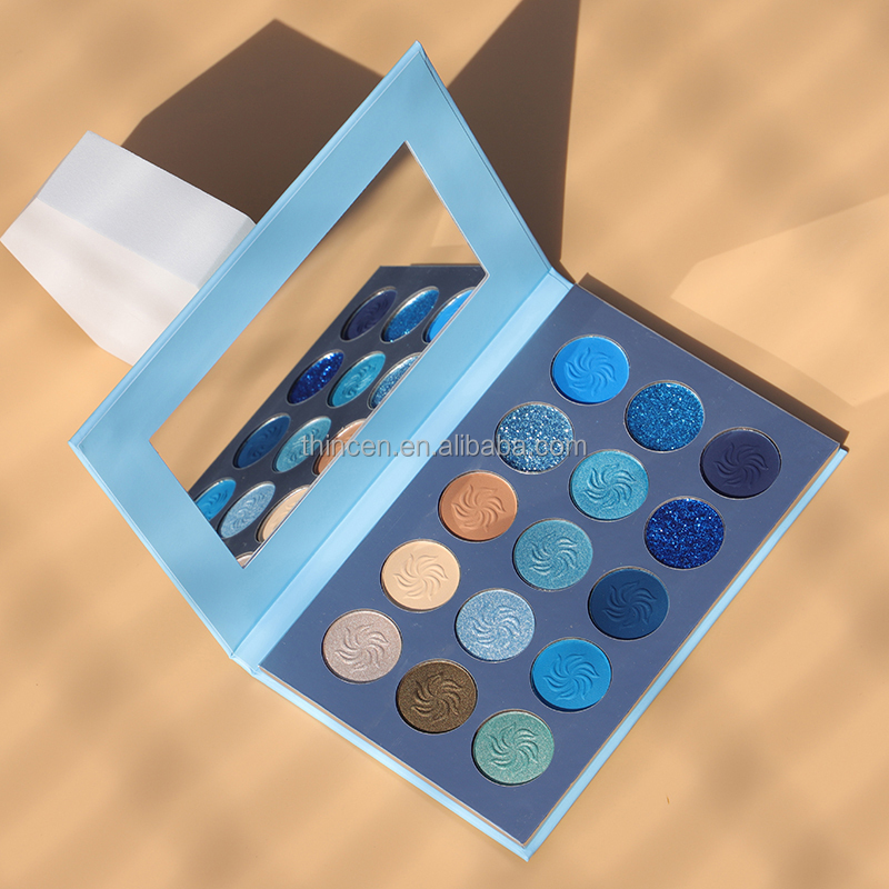 Яскраво-сині пігментовані натуральні тіні для повік, палітра тіней на замовлення 14