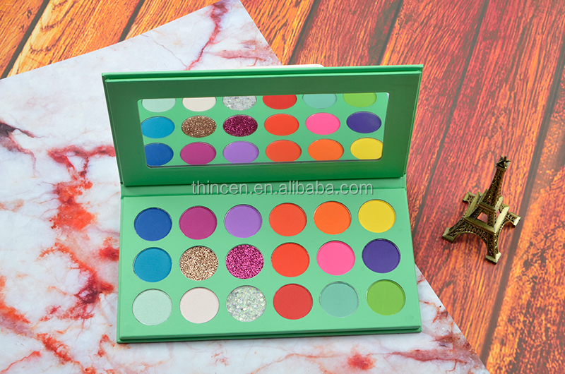 Mint Green Eyeshadow Packaging Cardboard Pans 26mm Makeup Professional Eyeshadow Palette 16