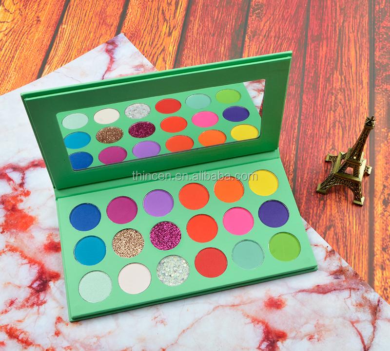 Mint Green Eyeshadow Packaging Cardboard Pans 26mm Makeup Professional Eyeshadow Palette 12