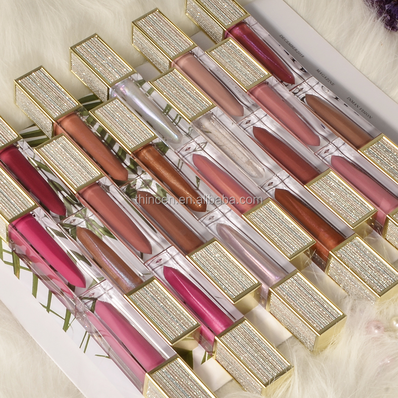 Thincen - Luxury Diamond Lipgloss Tube Custom Logo Shiny Glitter Lipgloss Lipstick&Lipgloss 12