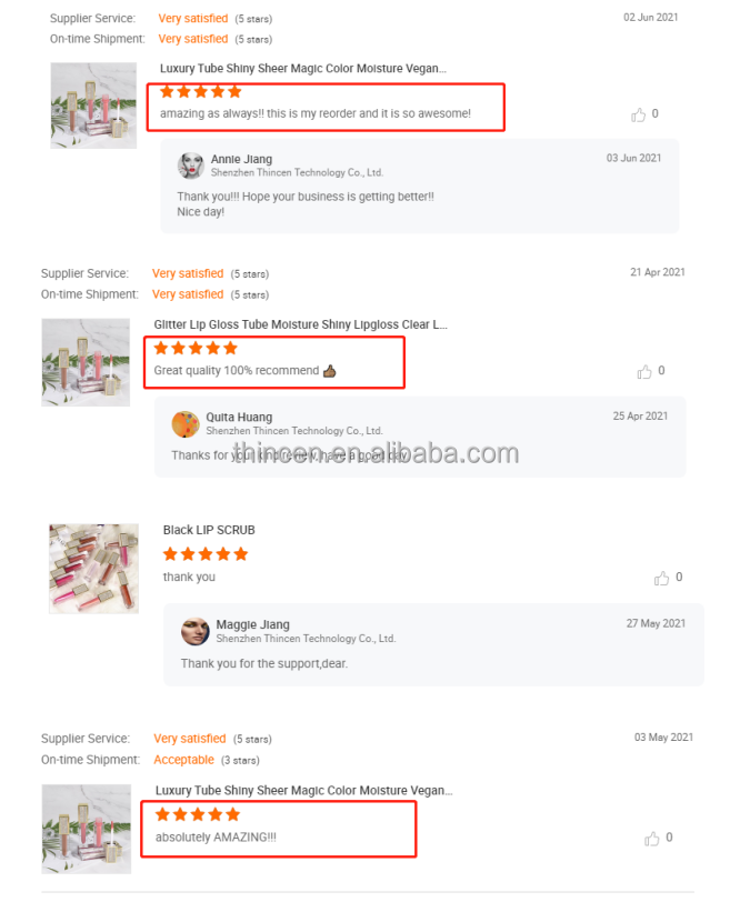 Thincen - Luxury Diamond Lipgloss Tube Custom Logo Shiny Glitter Lipgloss Lipstick&Lipgloss 40