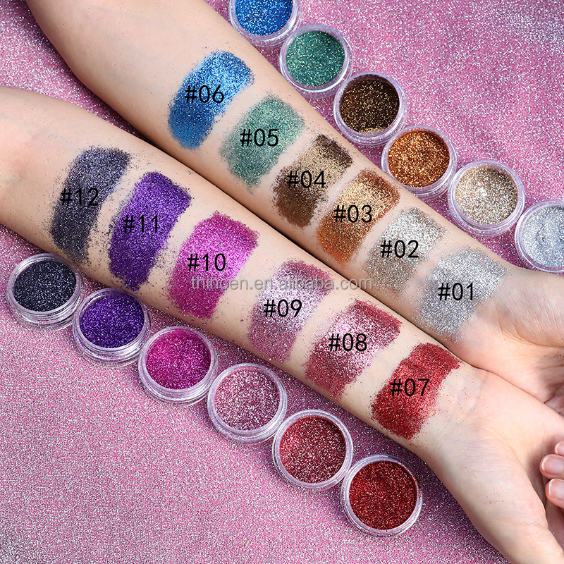 Thincen - Custom Logo Super Glitter Single Eyeshadow 3 in 1 Pigment Loose Glitter Eyeshadow Set Eyeshadow 10