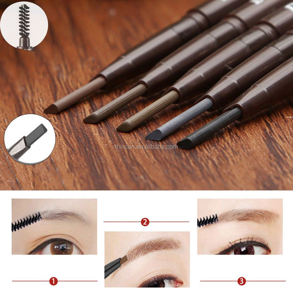 OEM Cosmetic Pigment Private Label Triangle Eyebrow Pencil With Brush 8