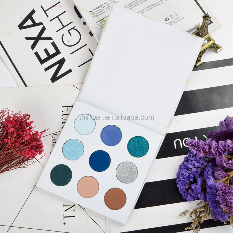 Fashionable High Pigment 9 Colors Shimmer Glitter Matte Private Label Cosmetics Makeup Eyeshadow Palette 22