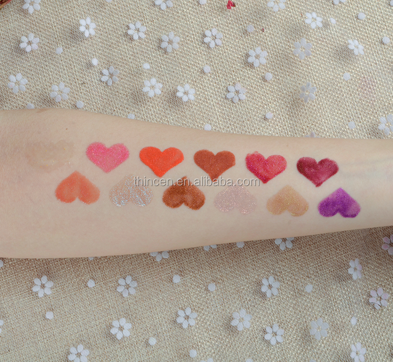 12 Color Private Label Custom Lip Makeup Shimmer Glitter Vegan Clear Lipgloss 12