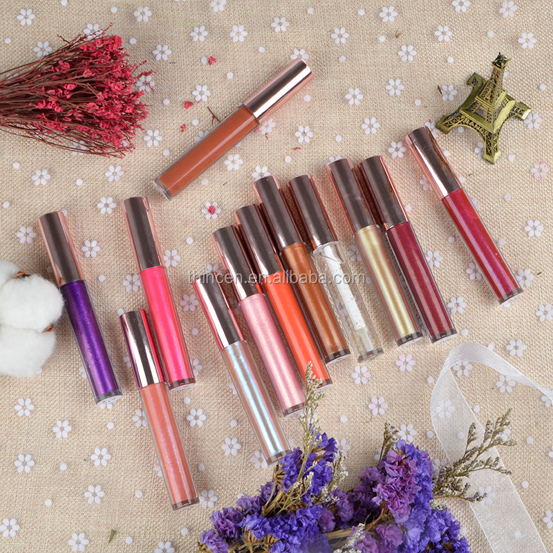 Thincen - Private Label All Colors In Stock Rose Gold Cap Shiny Glitter Clear Lip Gloss Lipstick&Lipgloss 22
