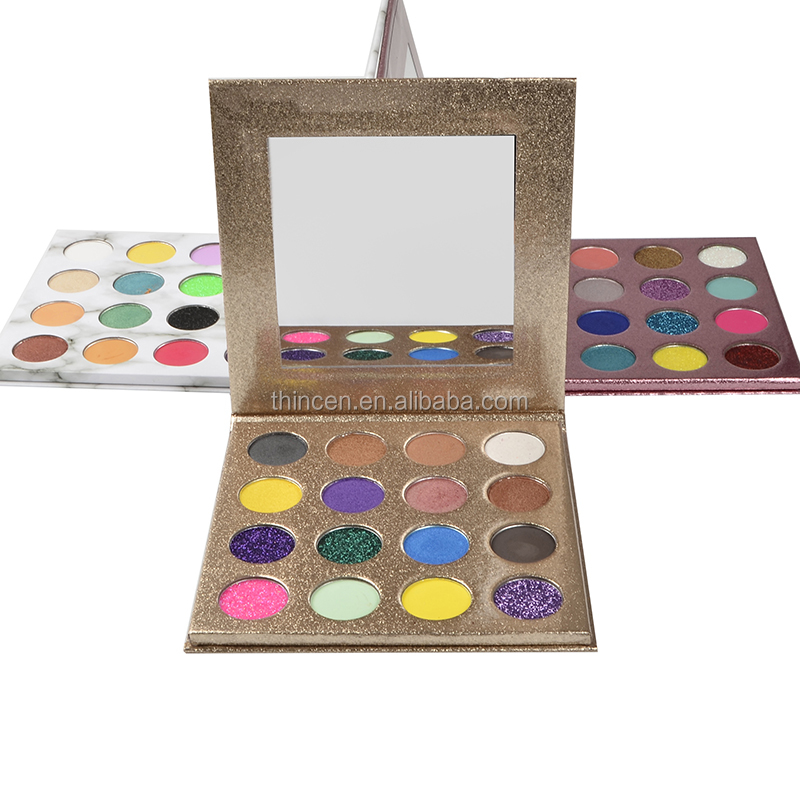 Гаряча розпродаж 16-кольорової палітри тіней для повік з високим вмістом пігменту, приватна етикетка 16