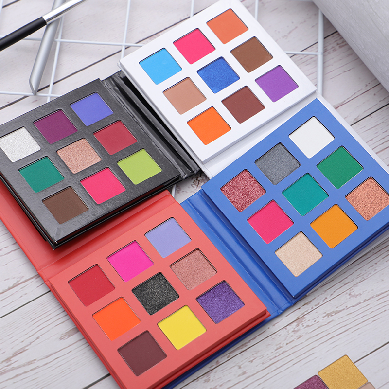 F9 New Arrival private lable 9 colors square shimmer vegan makeup eyeshadow palette high pigment eye shadow palette 14