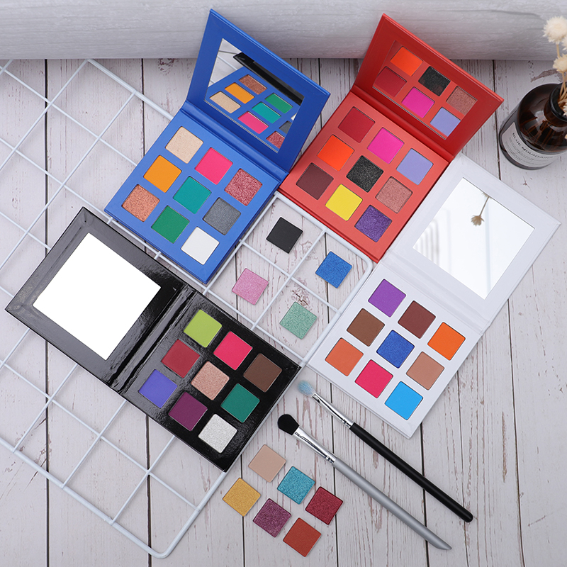 F9 New Arrival private lable 9 colors square shimmer vegan makeup eyeshadow palette high pigment eye shadow palette 10