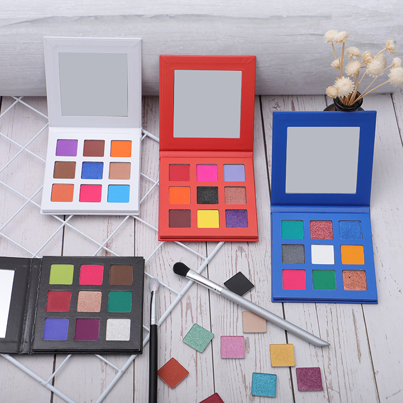 F9 New Arrival private lable 9 colors square shimmer vegan makeup eyeshadow palette high pigment eye shadow palette 16