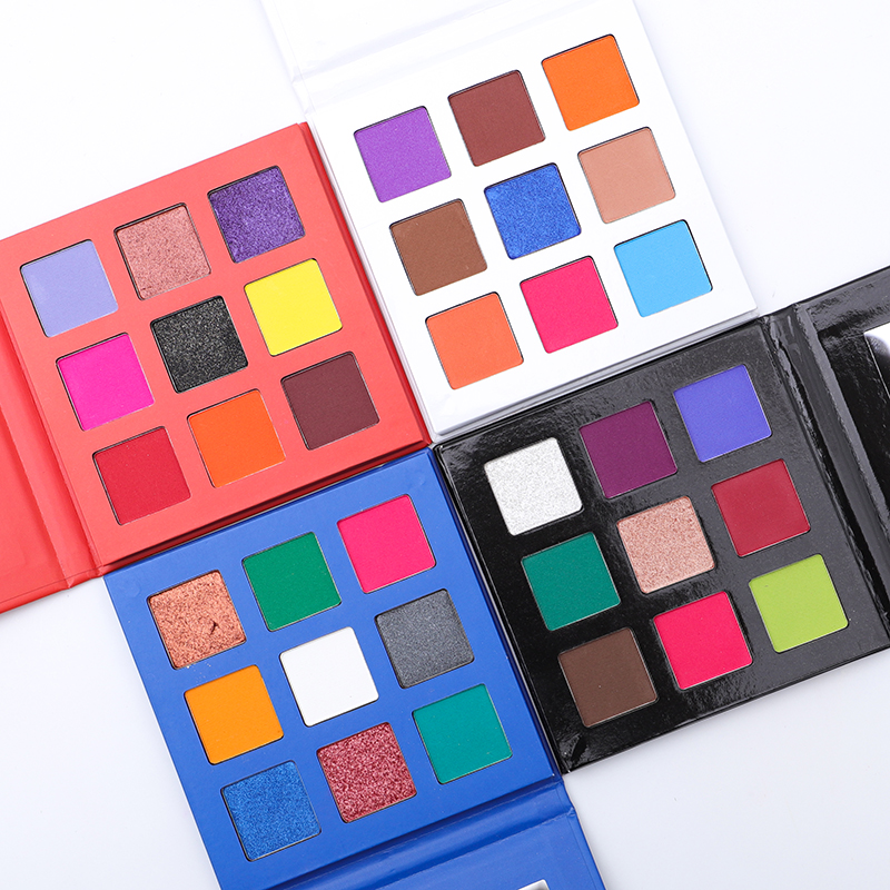 F9 New Arrival private lable 9 colors square shimmer vegan makeup eyeshadow palette high pigment eye shadow palette 20
