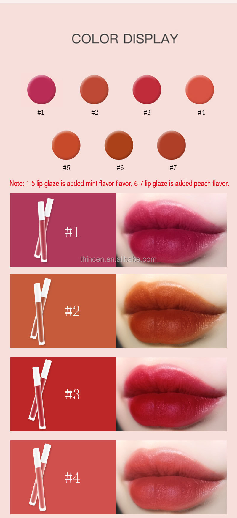 Wholesale OEM Nude Matte Color Waterproof Organic Velvet Lip Tint 12