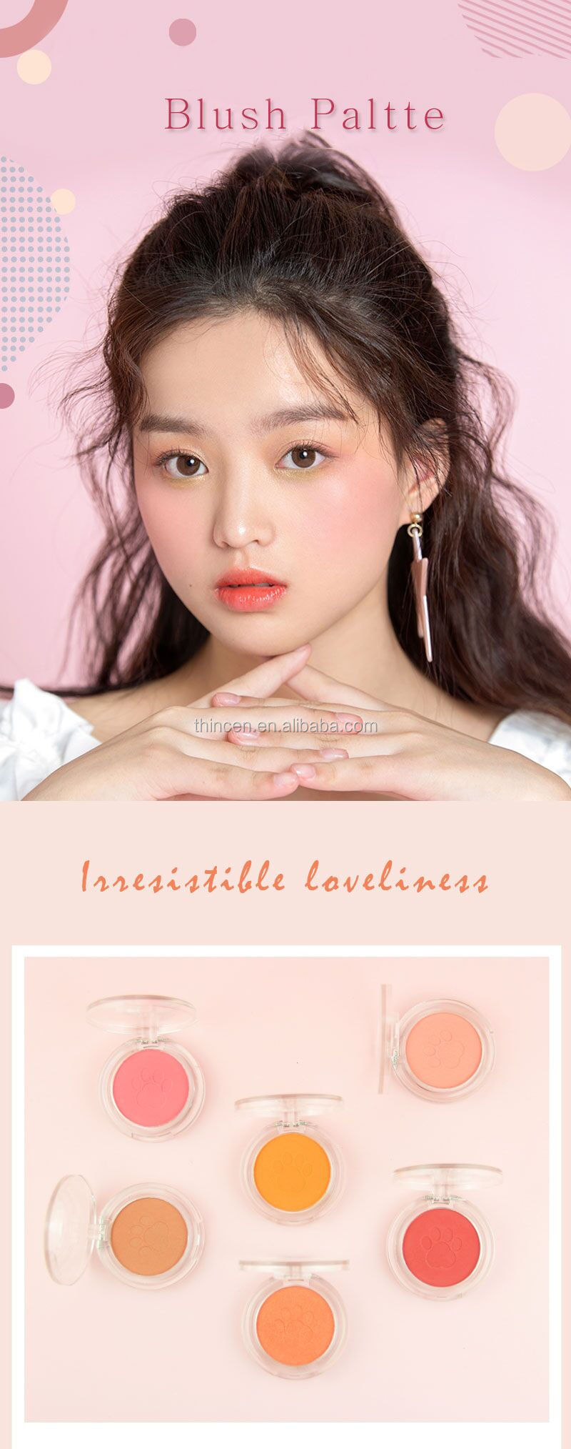 Thincen - New Design Face Makeup Single Blusher Blush Palette Private Label Blush 16