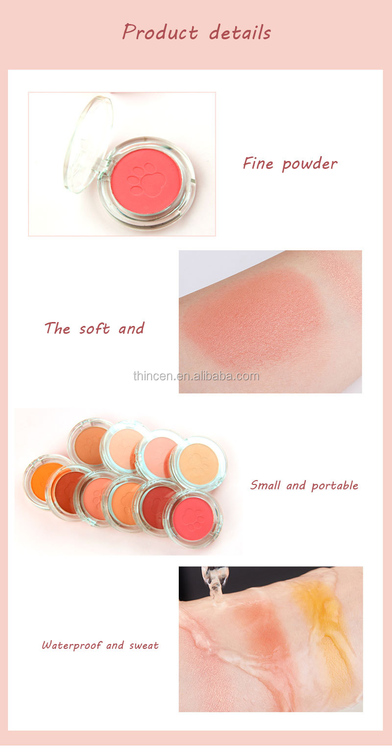 Thincen - New Design Face Makeup Single Blusher Blush Palette Private Label Blush 12