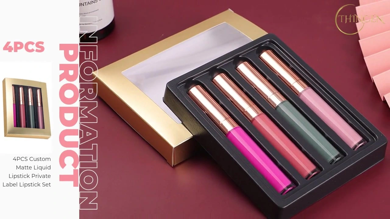 4 na piraso ng Custom Matte Liquid Lipstick na may Pribadong Label na Lipstick Set 1