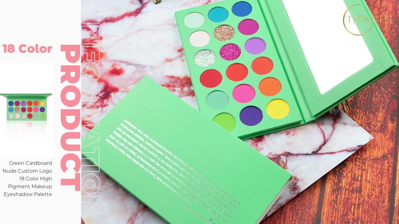 Custom Logo Green 18 High Pigment Makeup Eyeshadow Palette 1