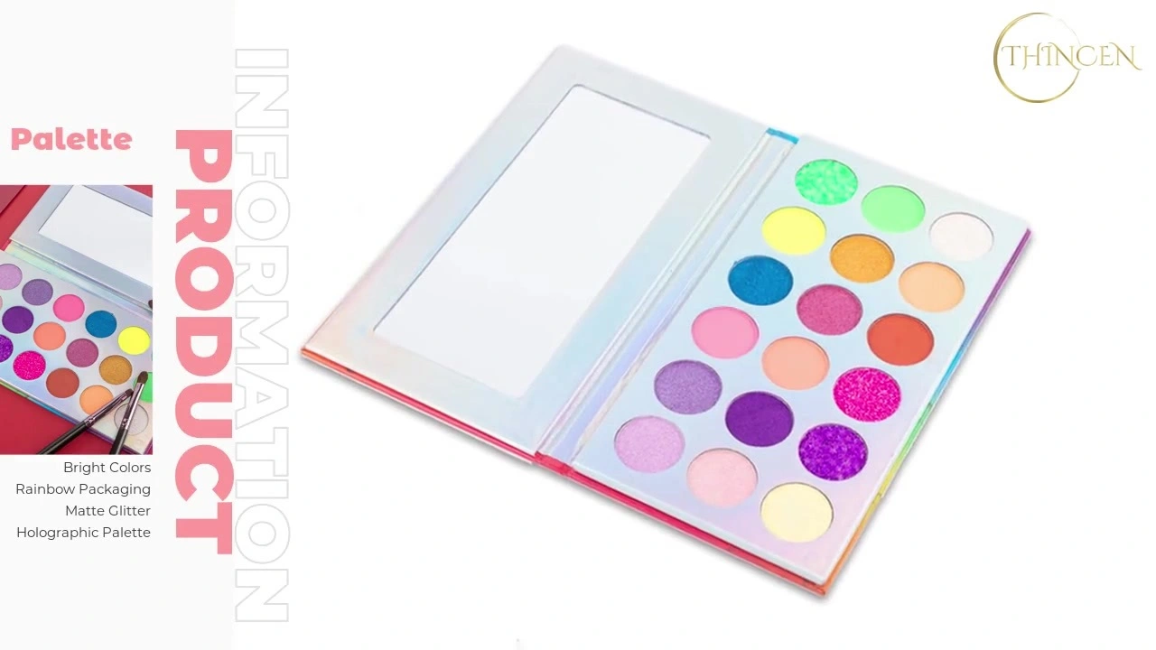 Bright Colors Rainbow Packaging Matte Glitter Holographic Palette 1