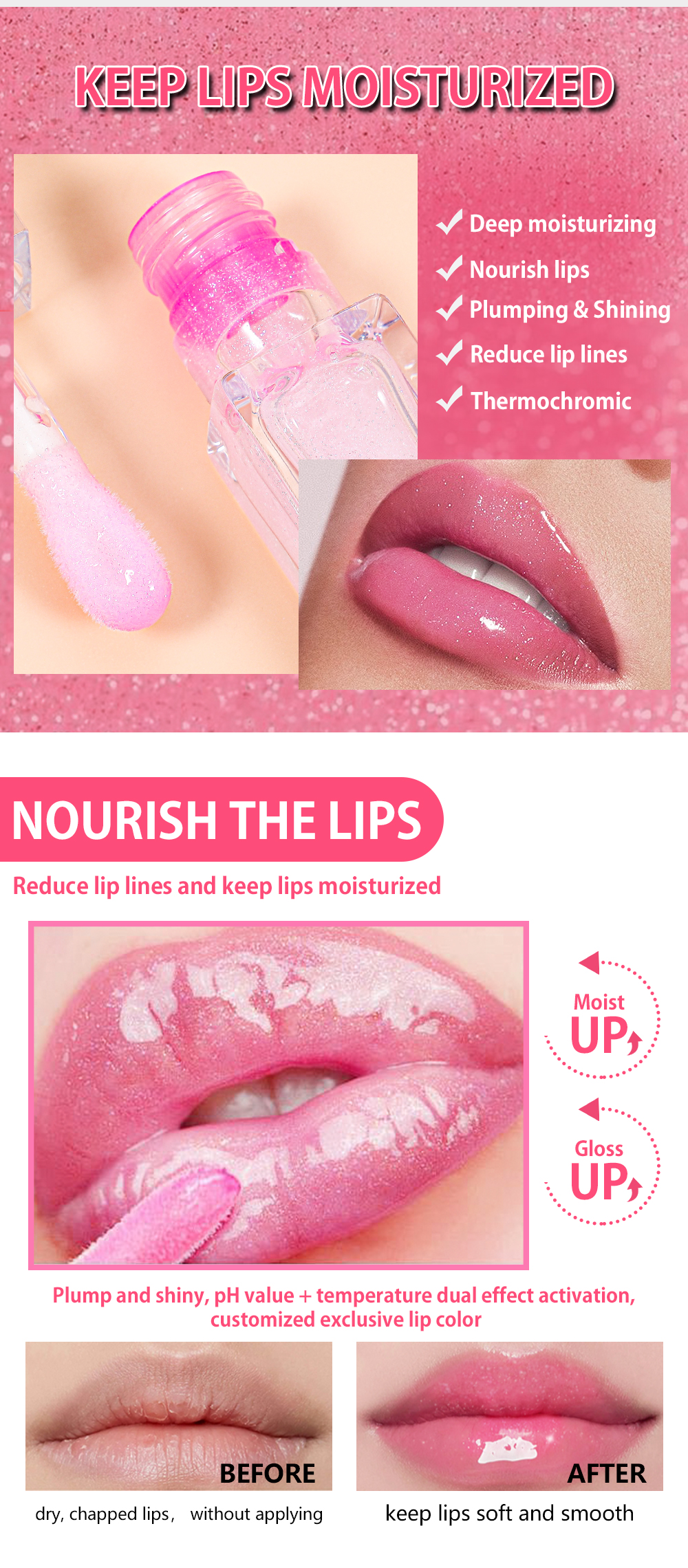 Best Color Changing Sparkling Lip Oil Gloss Company - Thincen 8