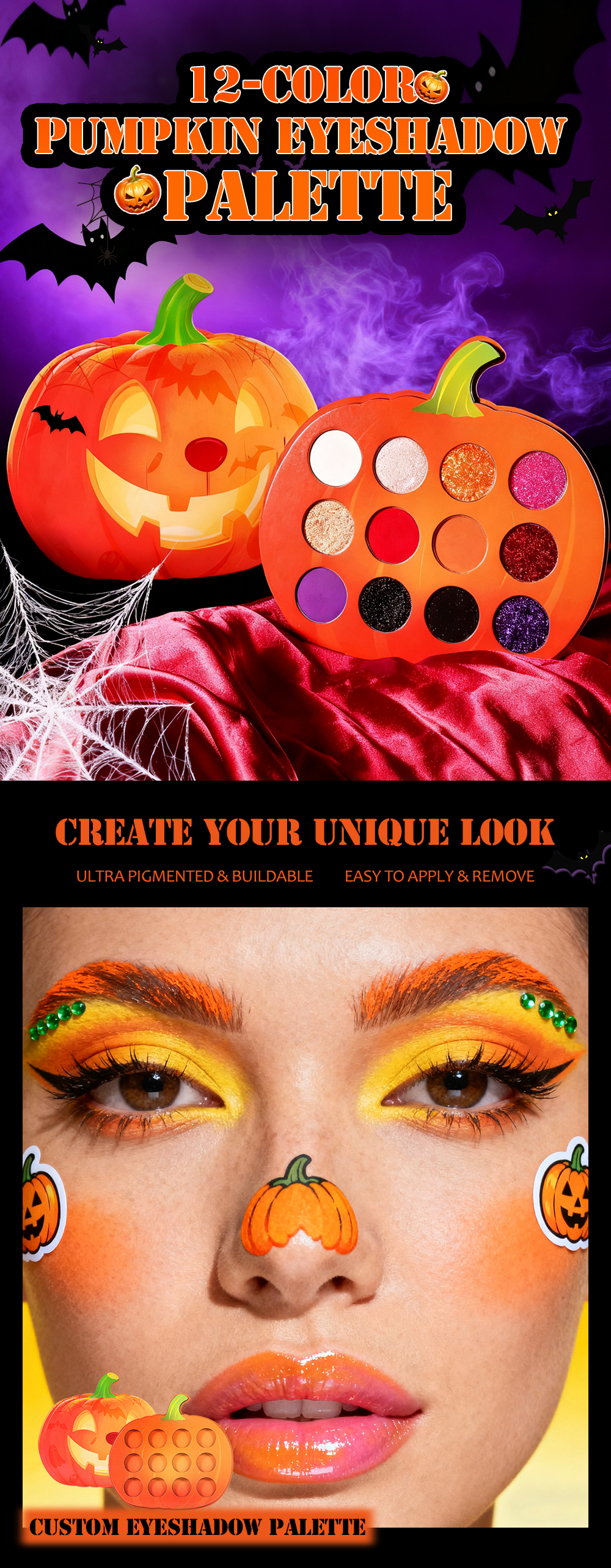 Quality Halloween Pumpkin Shape Eyeshadow Palette Manufacturer | Thincen 8