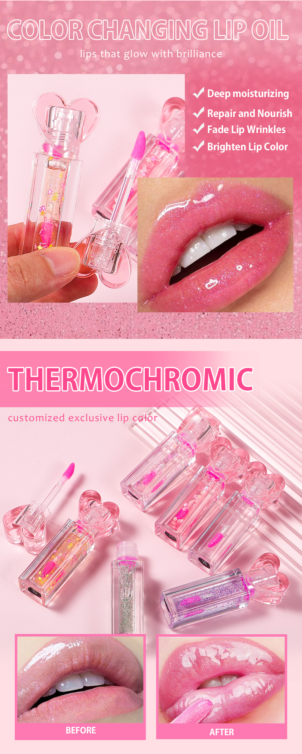 Moisturizing Color Changing Lip Oil | Private Label Vegan Lip Gloss Company - Thincen 10