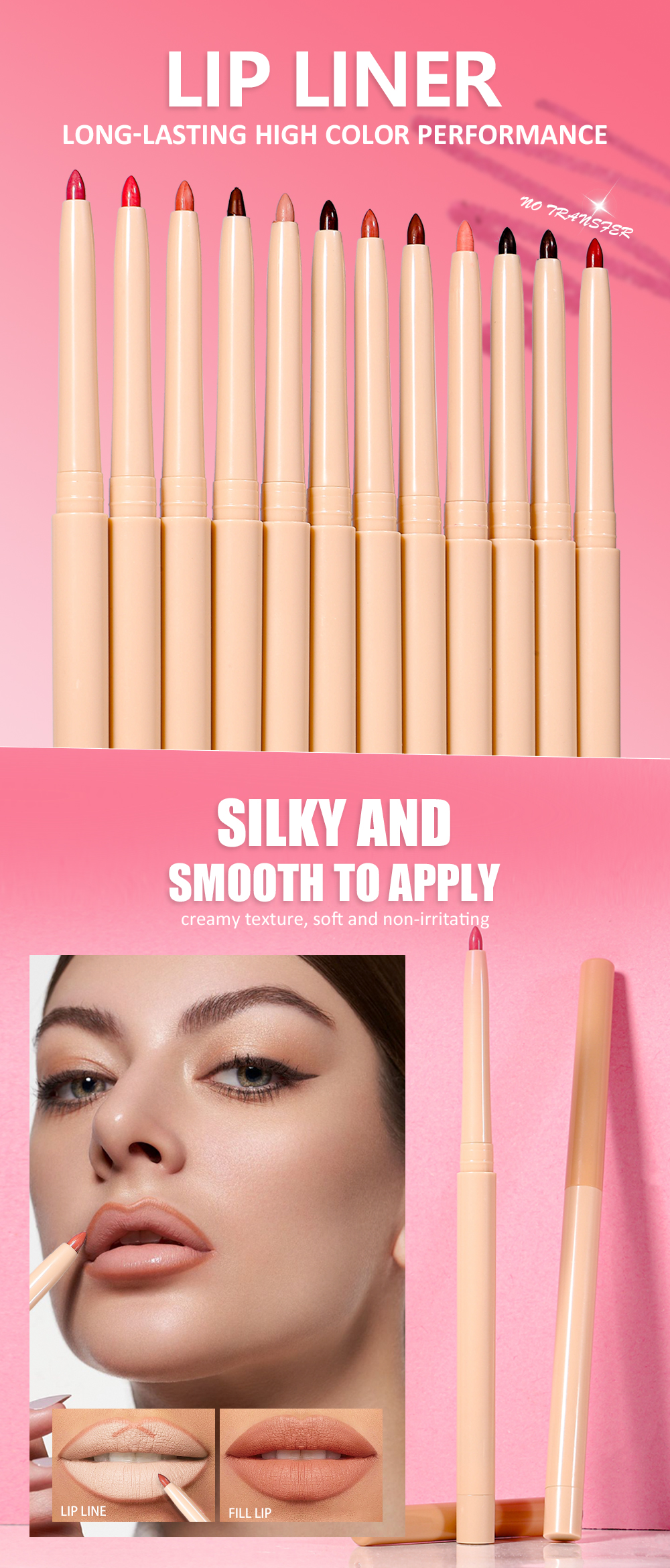 Best Dual-Ended Lip Liner with Sharpener – Wholesale Vegan High Pigment Lip Liner 8