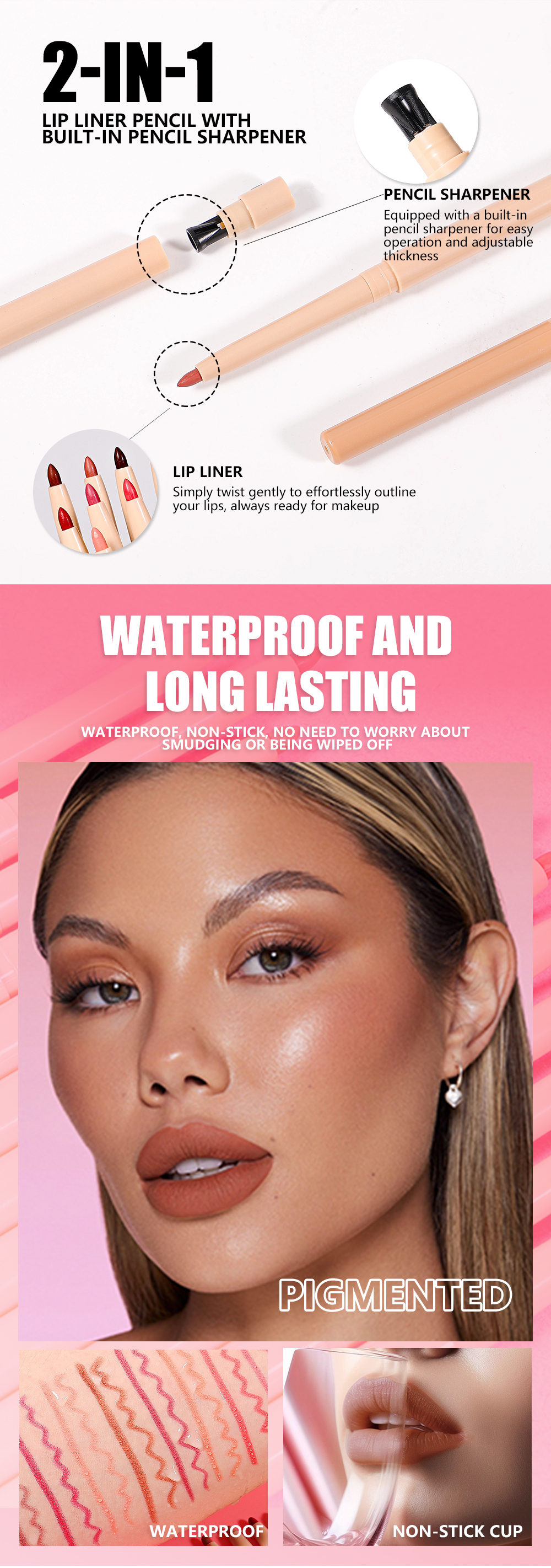 Best Dual-Ended Lip Liner with Sharpener – Wholesale Vegan High Pigment Lip Liner 9