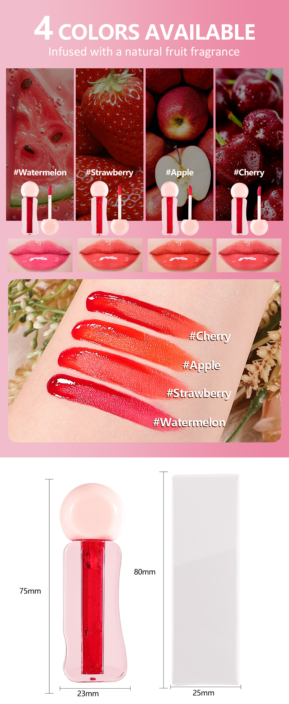 4 COLORS AVAILABLE Infused with a natural fruit fragrance