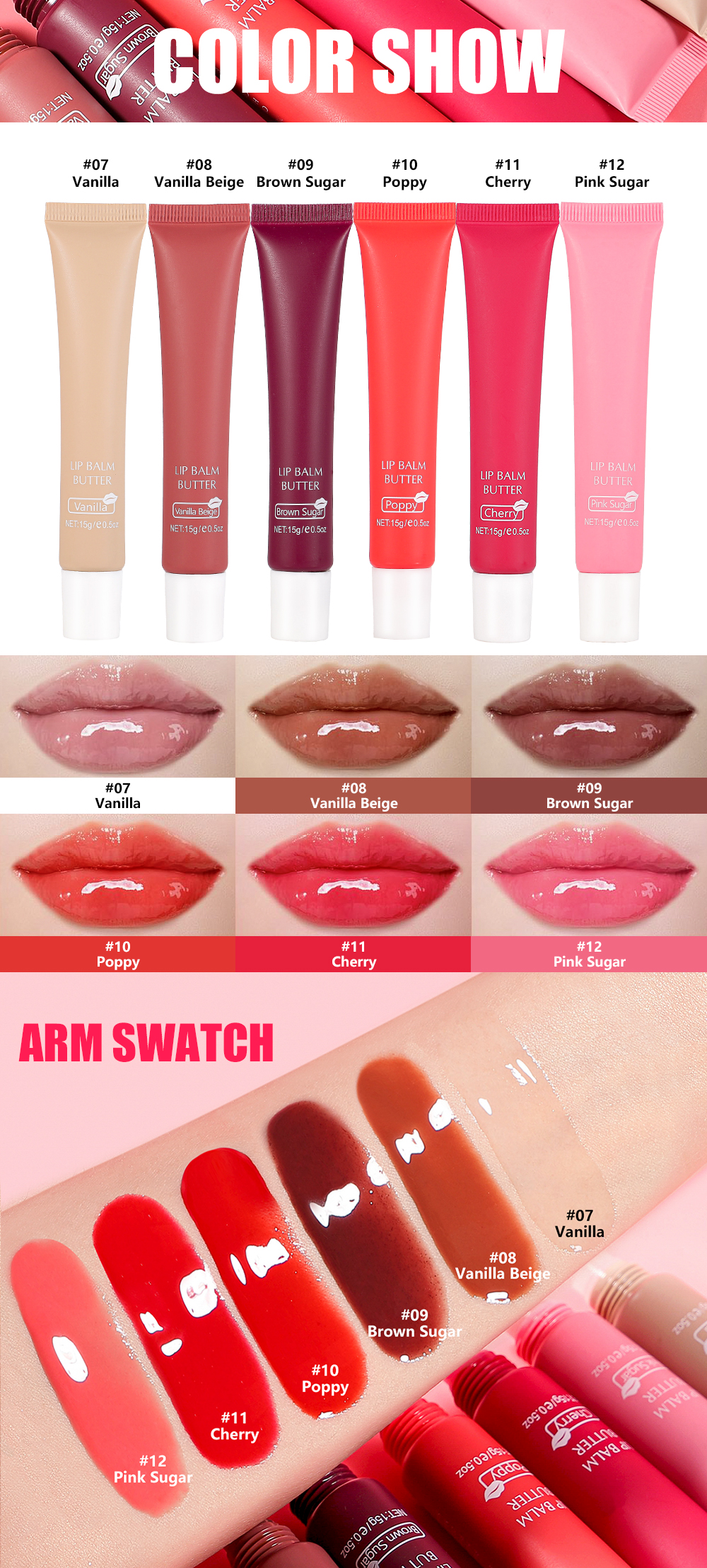 Vegan Lip Care Balm in Vanilla Beige with Glossy Finish