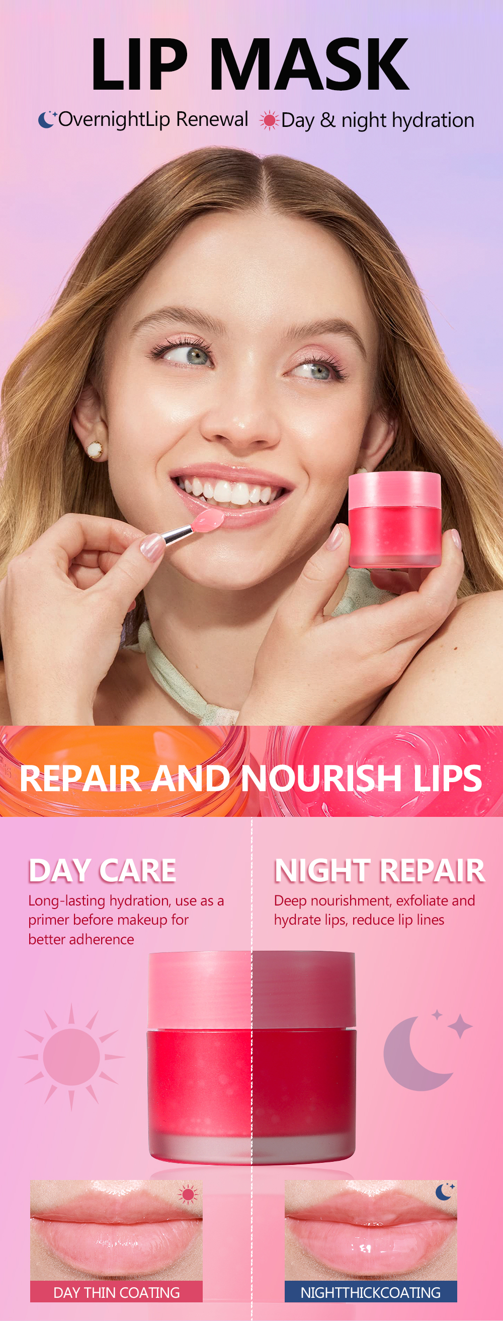 Organic Vegan Lip Mask in Cherry Flavor Packaging