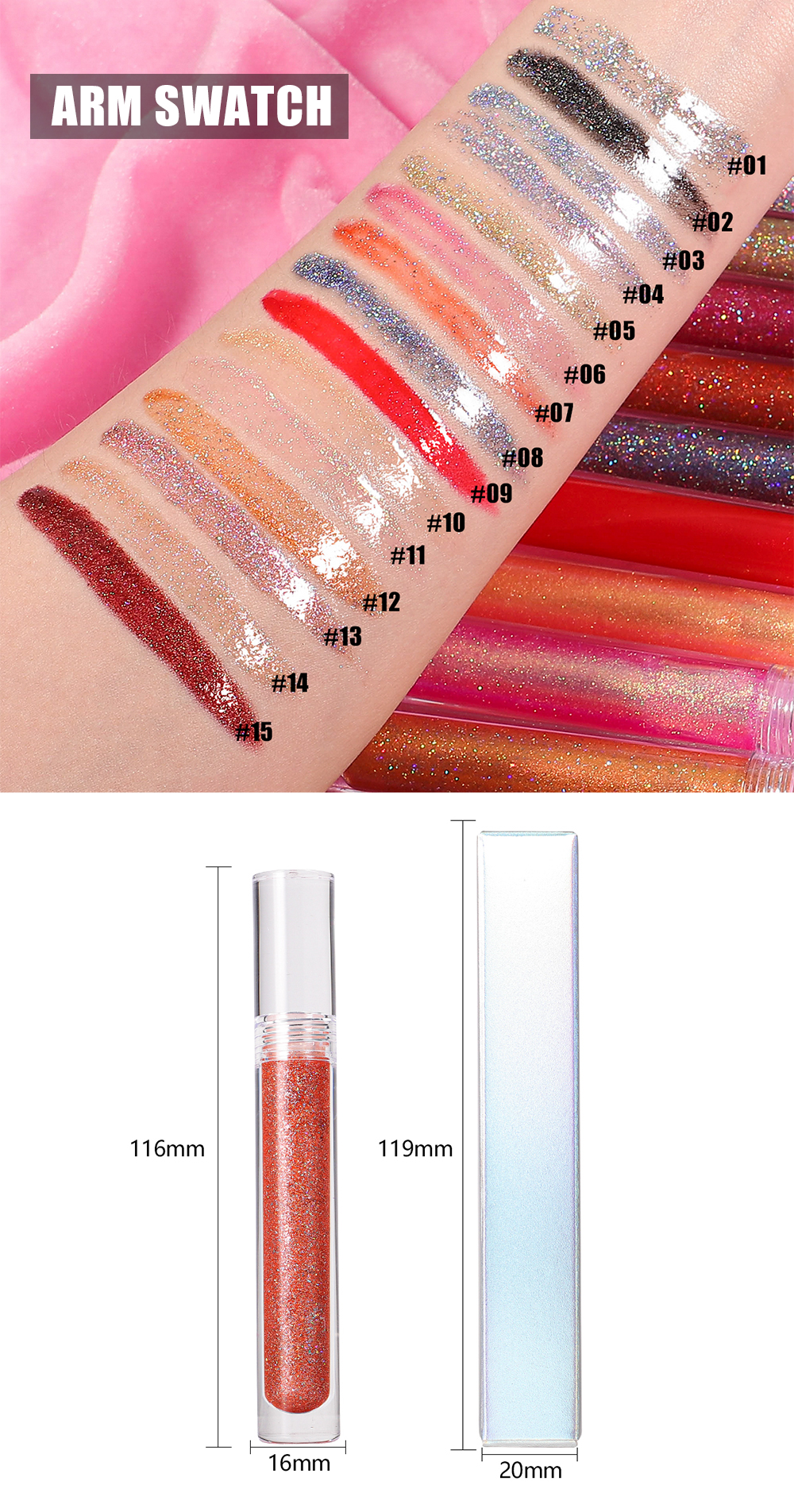  Glossy Lips with High Pigment Shimmer Lip Gloss