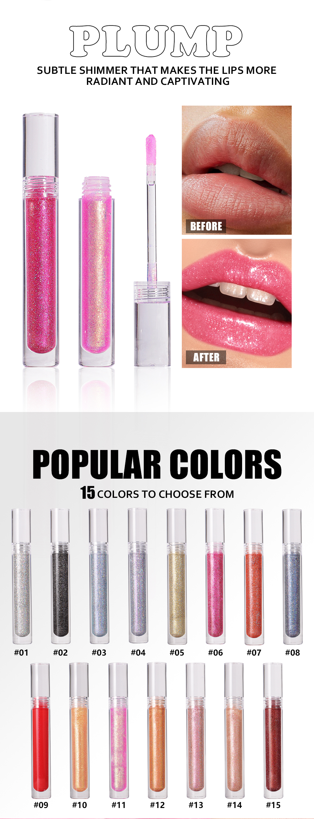 Wholesale Holographic Lip Gloss with Hot Stamp Gold Design