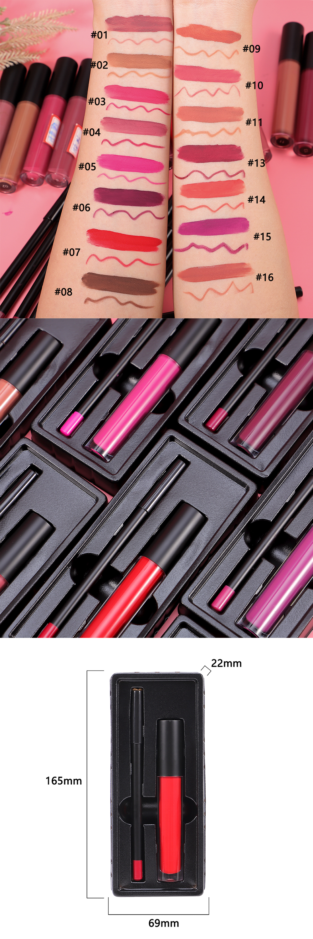 Factory Wholesale Lip Gloss Gift Set: 2-in-1 Lipstick Lip Liner Set