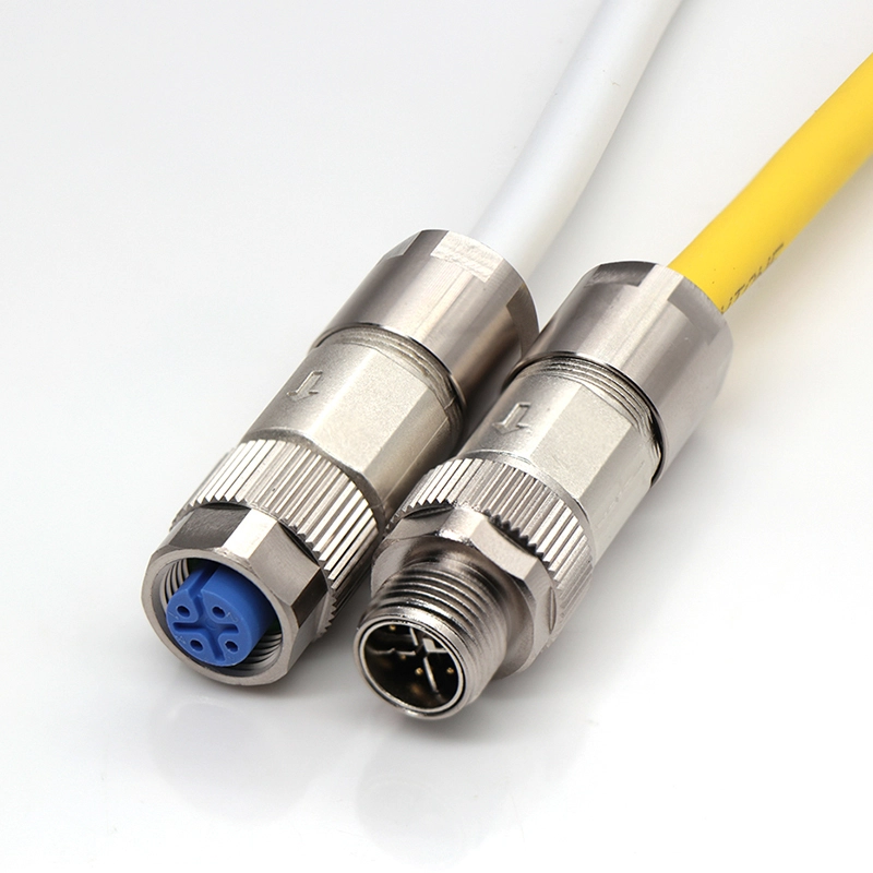 Crimped Harness M12KB Assembled Male Female Circular Metal Plug 1