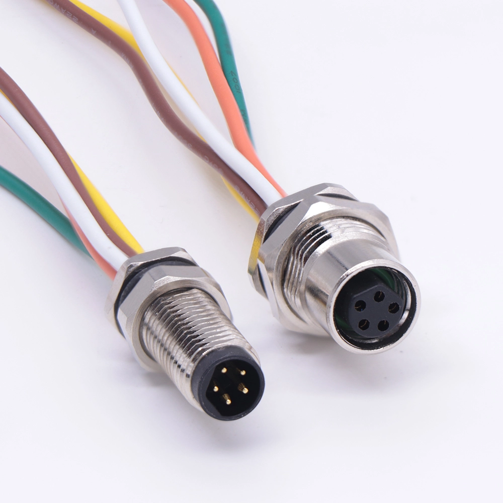 M8F round metal plate front-locking aviation socket, soldering/PCB 1