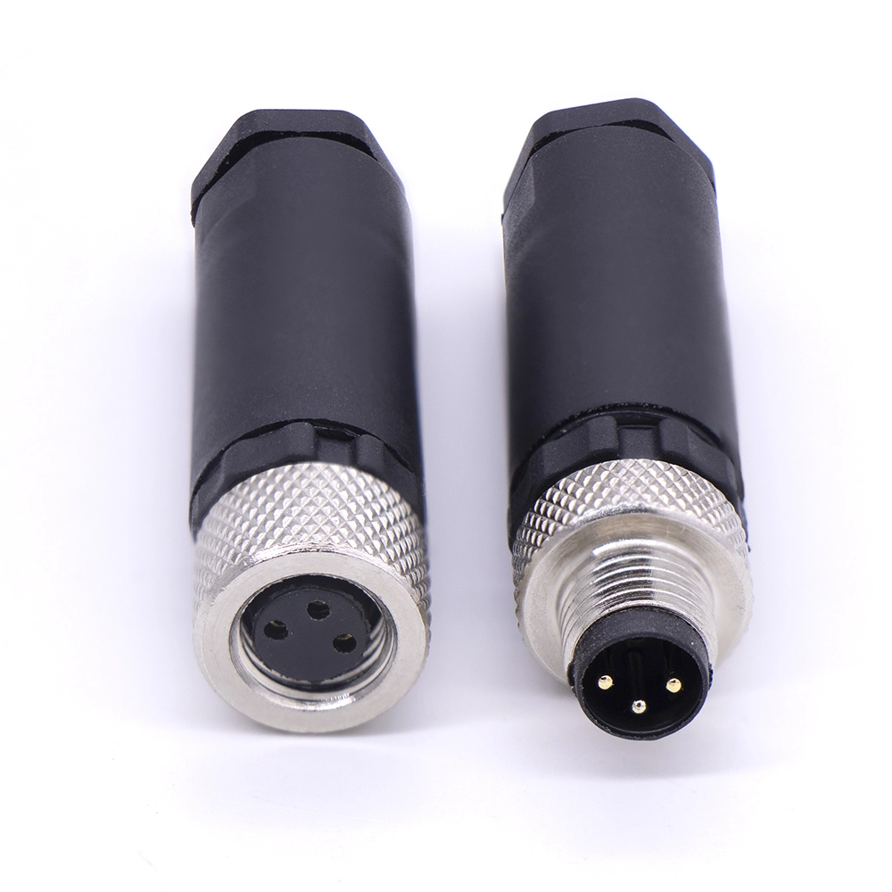 P8K1S circular plastic aviation plug, assembled with screw lock straight head, male + female 1