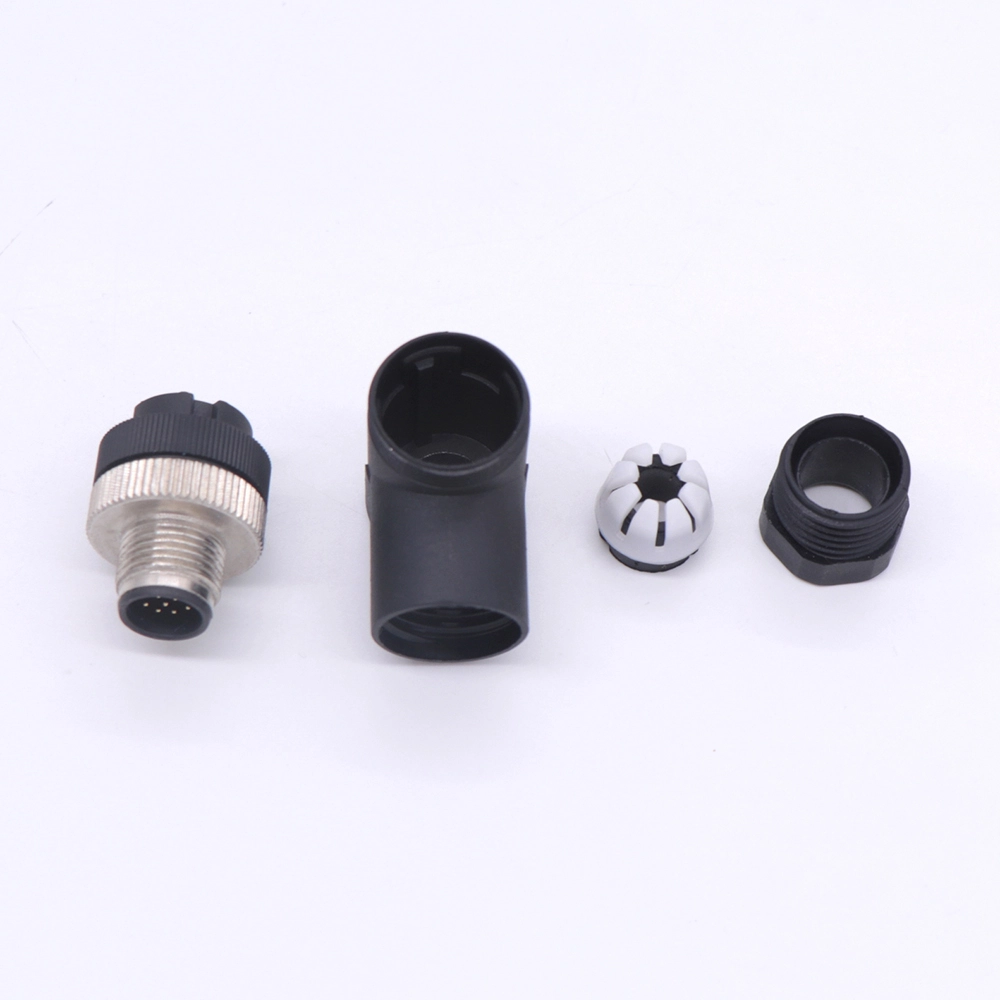 P12K2E circular plastic aviation plug, assembled with screw lock elbow, male + female 1