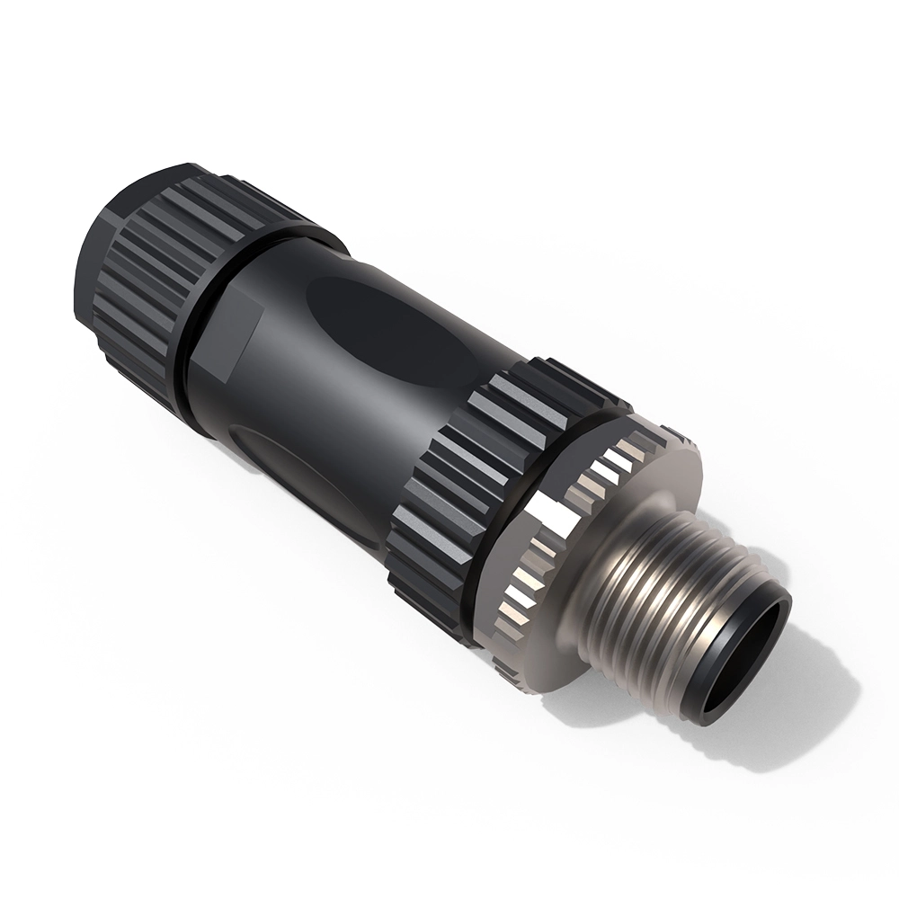 P12K5S circular plastic aviation plug, assembled with screw lock, straight head, male+female 1