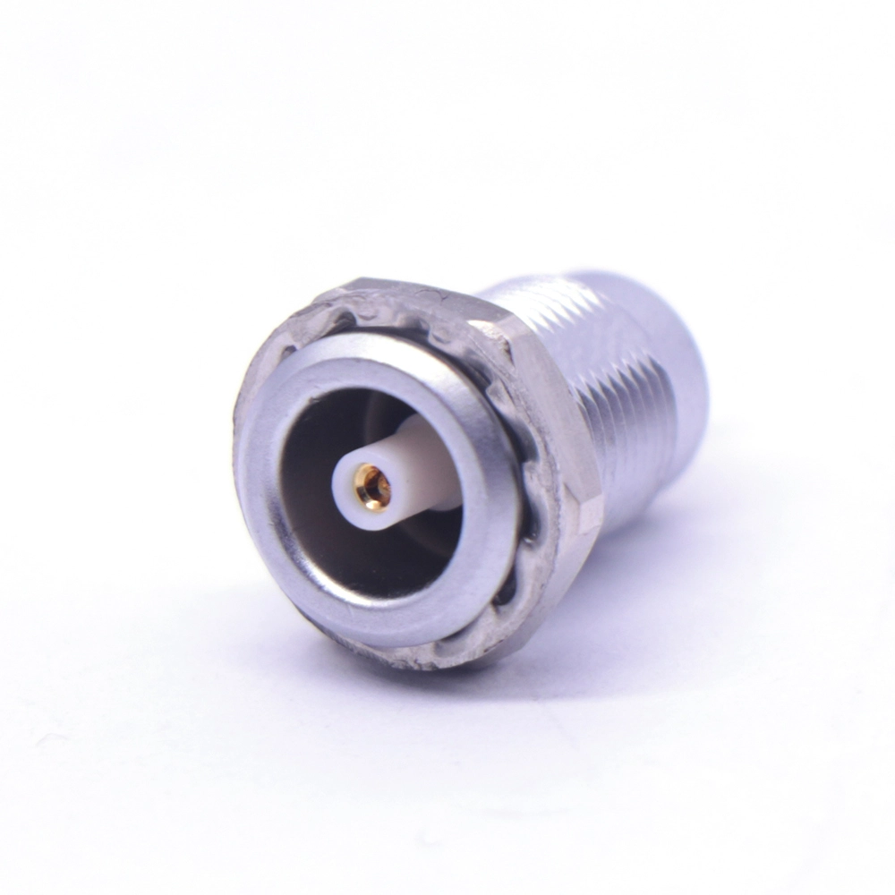 Push-pull self-locking ZRA 00S/0S/1S board-side rear-locking aviation socket, coaxial/2-6 pins, wire-soldered type, 50 ohms, without grounding pin 1